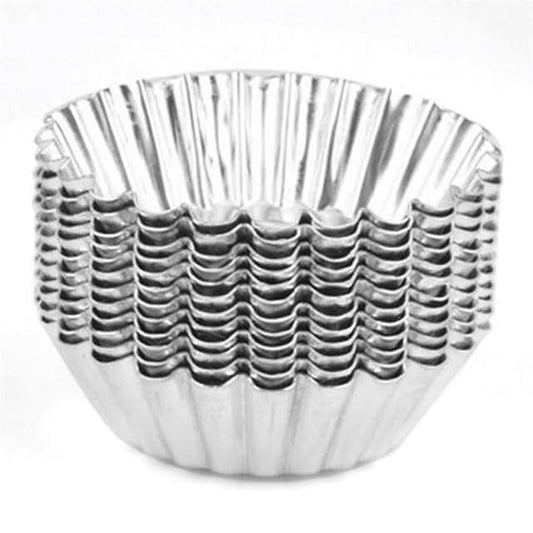 10 Pcs - Reusable Silver Stainless Steel Cupcake Tart Mold