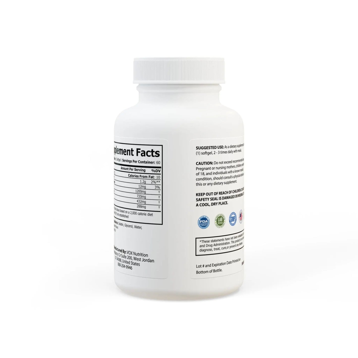 Omega 3 Fish Oil Supplement (60 Softgels) Printify