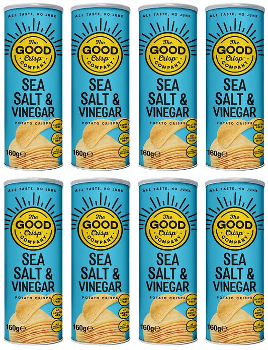 8 x The Good Crisp Company Sea Salt & Vinegar - 160g British Grocery