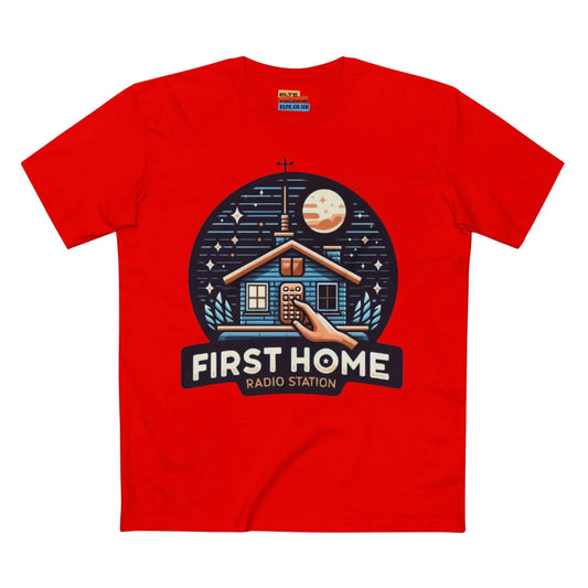 First Home Radio Station Graphic Tee - Celebrate Unity and Nostalgia Printify