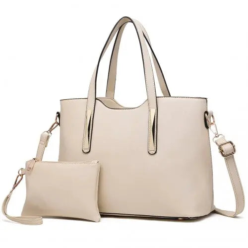 S1719 - Miss Lulu PU Leather Handbag & Purse - Beige Blue Pirate