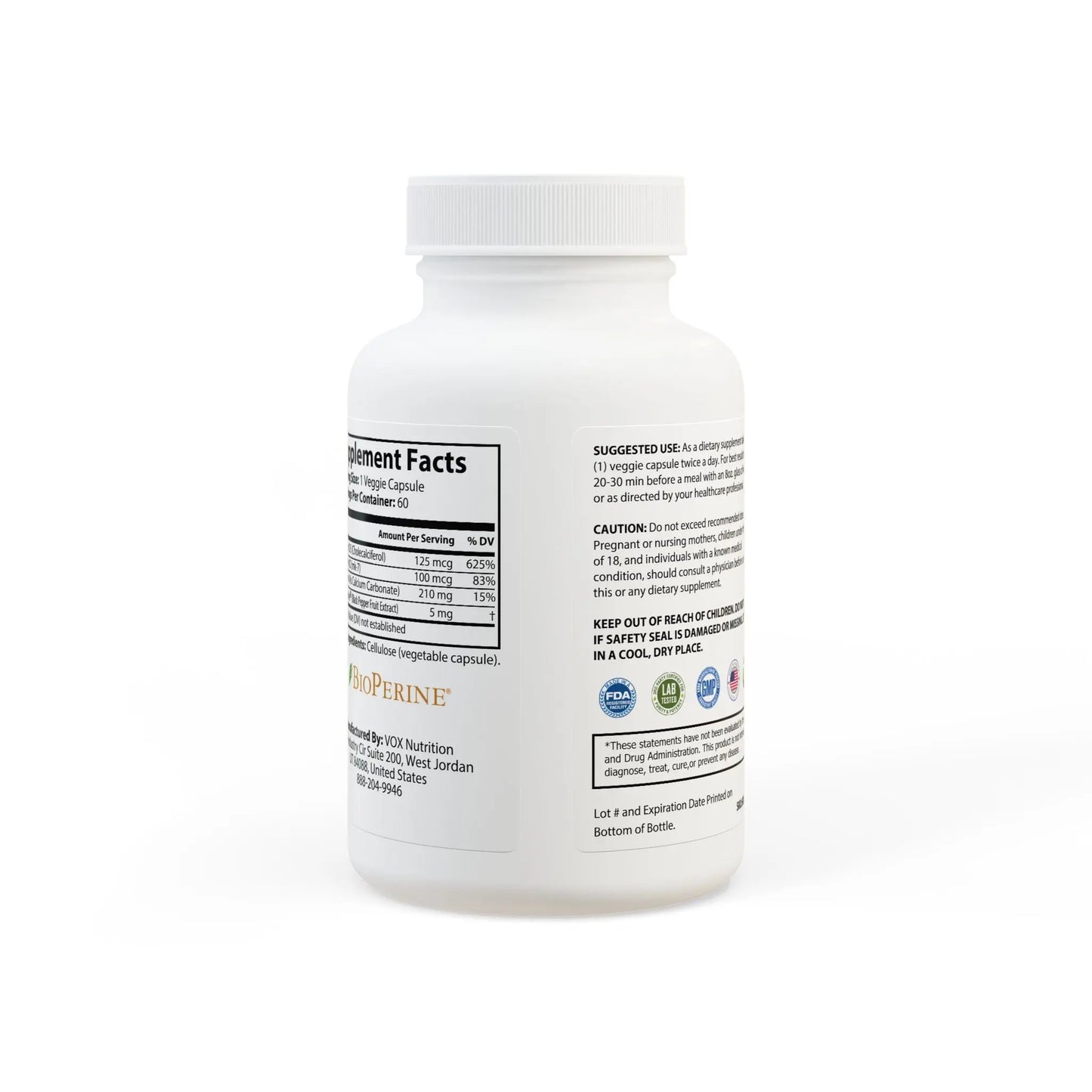 Vitamin K2 + D3 Supplement (60 Capsules) Printify