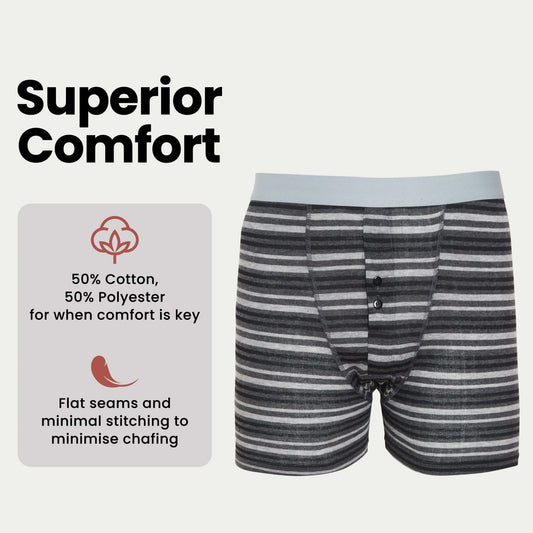 Sock Stack Boxer Shorts 6 Pack Striped Cotton Blend Stretch Men's Underwear Black Grey Cotton Rich Stretch Comfort Fit Sock Stack