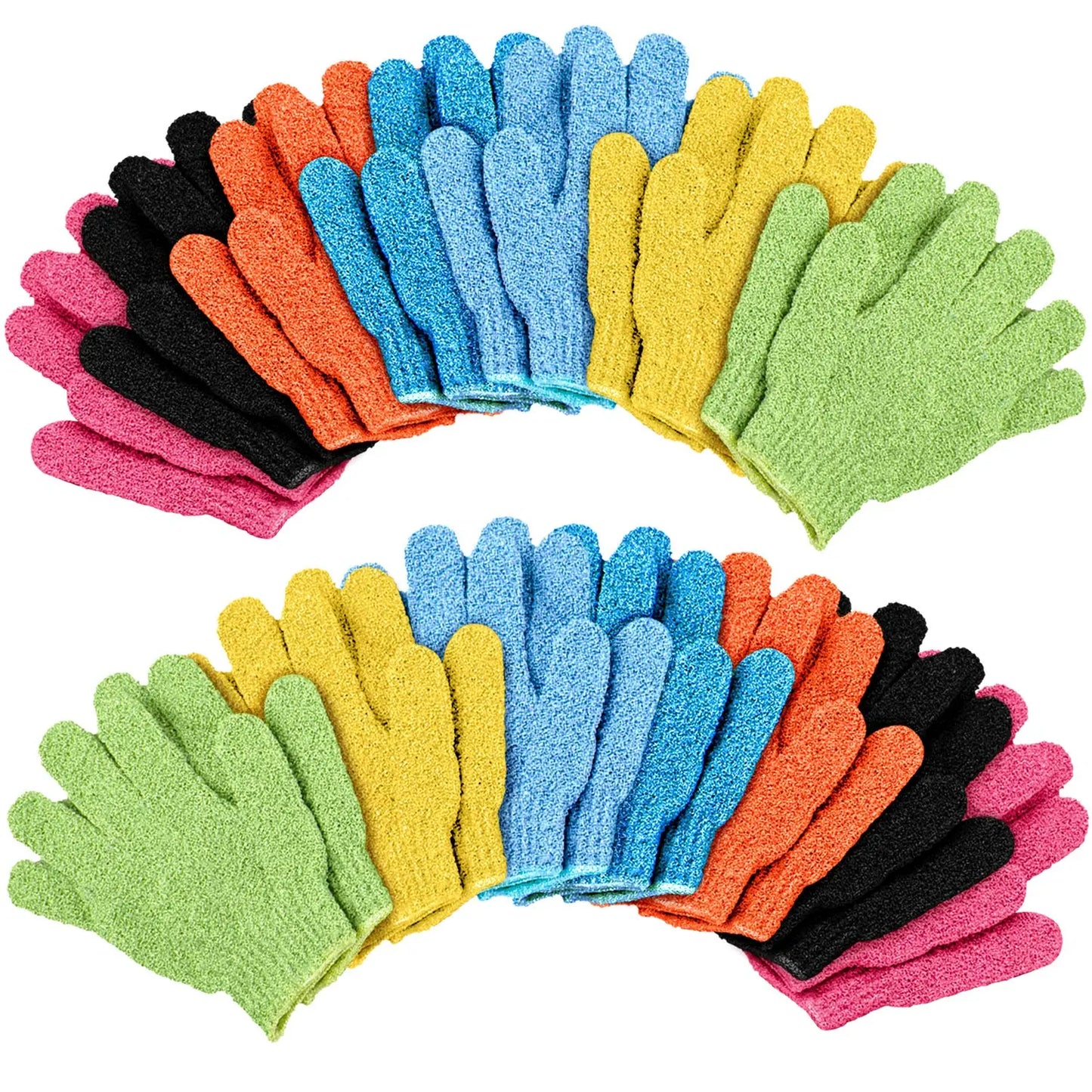 Duufin 14 Pairs Exfoliating Gloves Body Scrubber Bath Glove Scrubbing Gloves for Shower, Spa, Massage, Dead Skin Cell Remover, 7 Colours Jolof Store