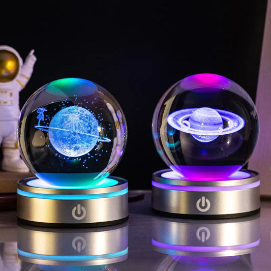 Creative 3D Inner Carving Luminous Crystal Ball Colorful Gradient Small Night Lamp Home Decorations Gifts Selection Michan Direct