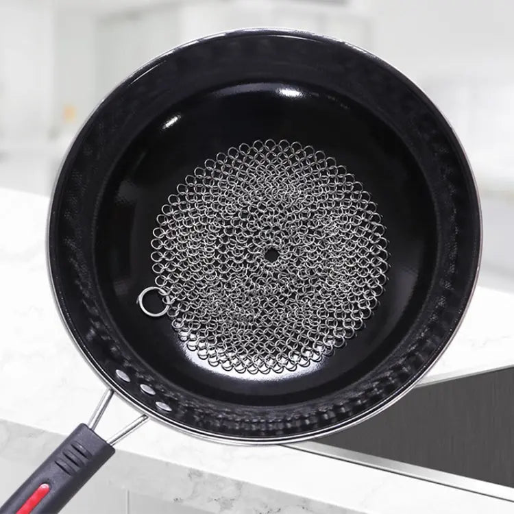 Stainless Steel Round Iron Cleaner Pot Brush Scrubber Home Cookware Kitchen Cleaning Tool, Size:6 x 6 inch Great Deal Offers
