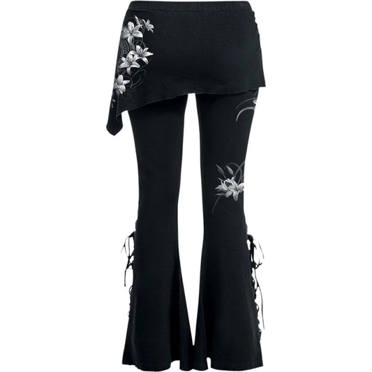 PURE OF HEART - 2in1 Boot-Cut Leggings with Micro Slant Skirt Spiral Direct