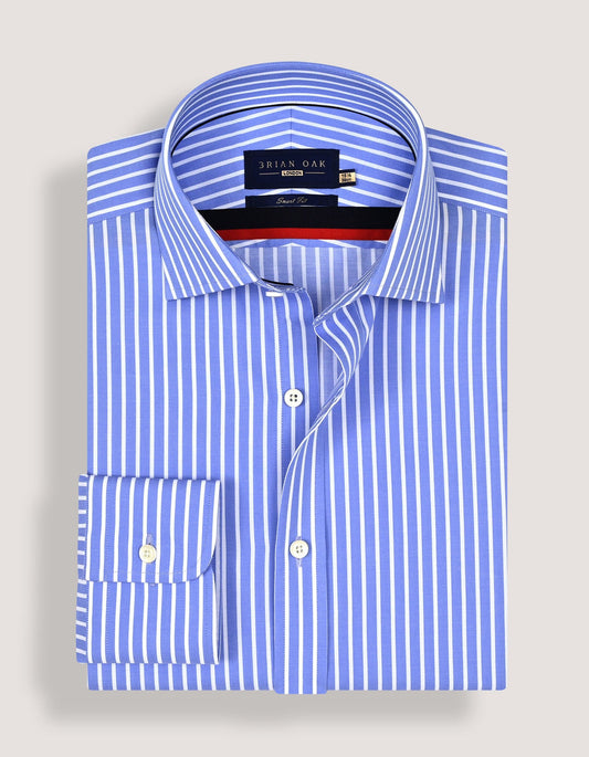 Cotton Striped Sky Blue Dress Shirt