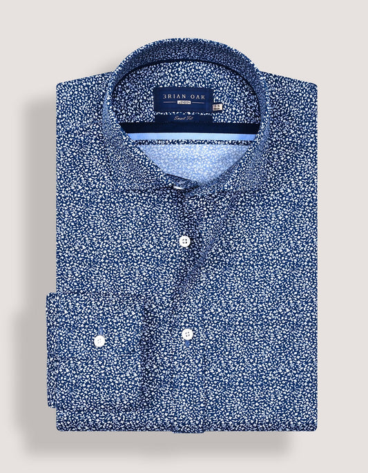 Navy Floral Vine Print Dress Shirt