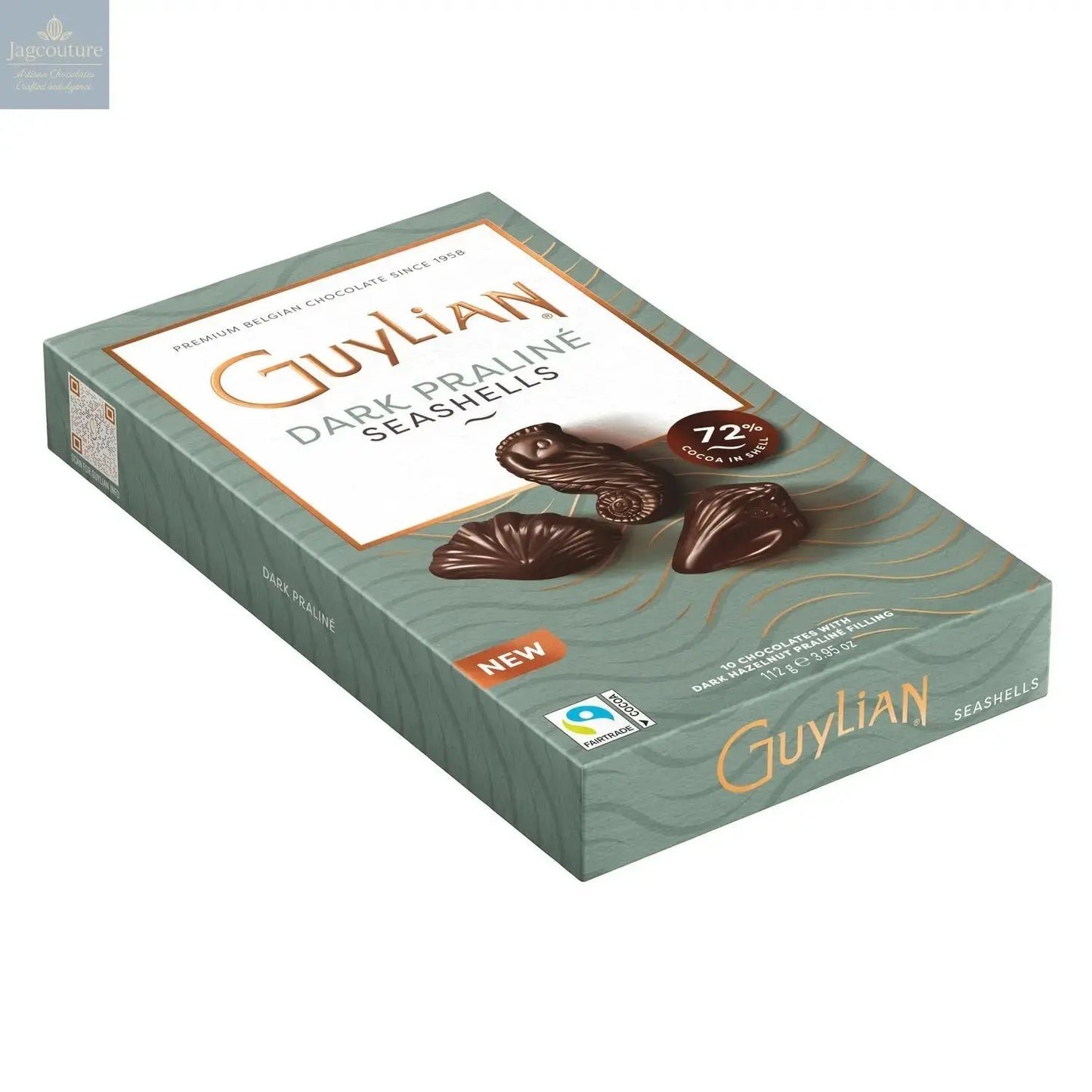Guylian dark chocolate praline seashells in gift box Jag Couture Chocolates