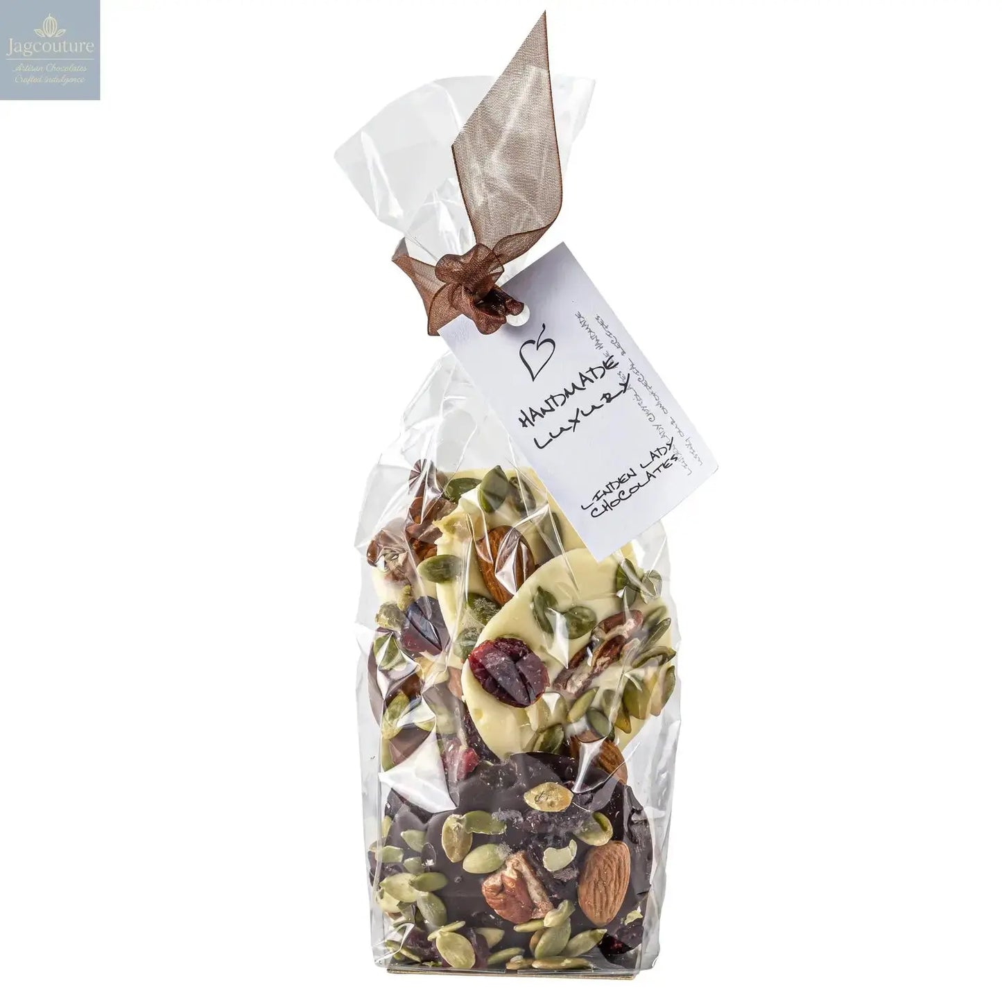 Linden Lady gift bags of assorted chocolate mendiants Jag Couture Chocolates