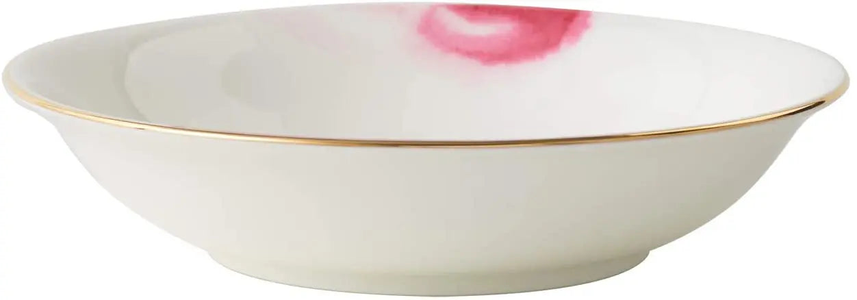 Pasta Bowl Deep Plates Set for 4 Watercolour with Gold Banding Premium Porcelain London Boutique Lifestyle