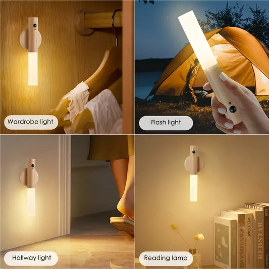 Smart Motion Sensor Night Light – Rechargeable Magnetic LED Wall Lamp, Wireless Modern Lighting for Hallway, Bedroom, Stairs & Cabinets