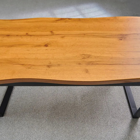 Greenhurst Live Edge Coffee Table – Oak Effect with Steel Frame, 100cm Doortogarden