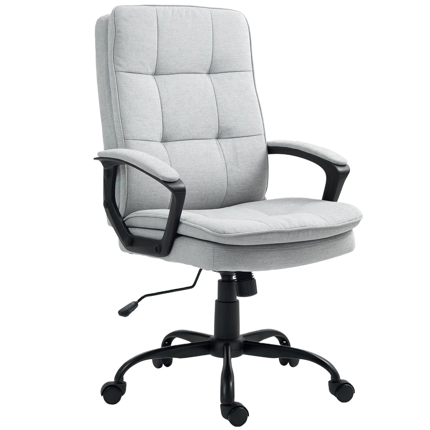 HOMCOM Linen-Look Double-Padded Office Chair - Grey Wise Galleria