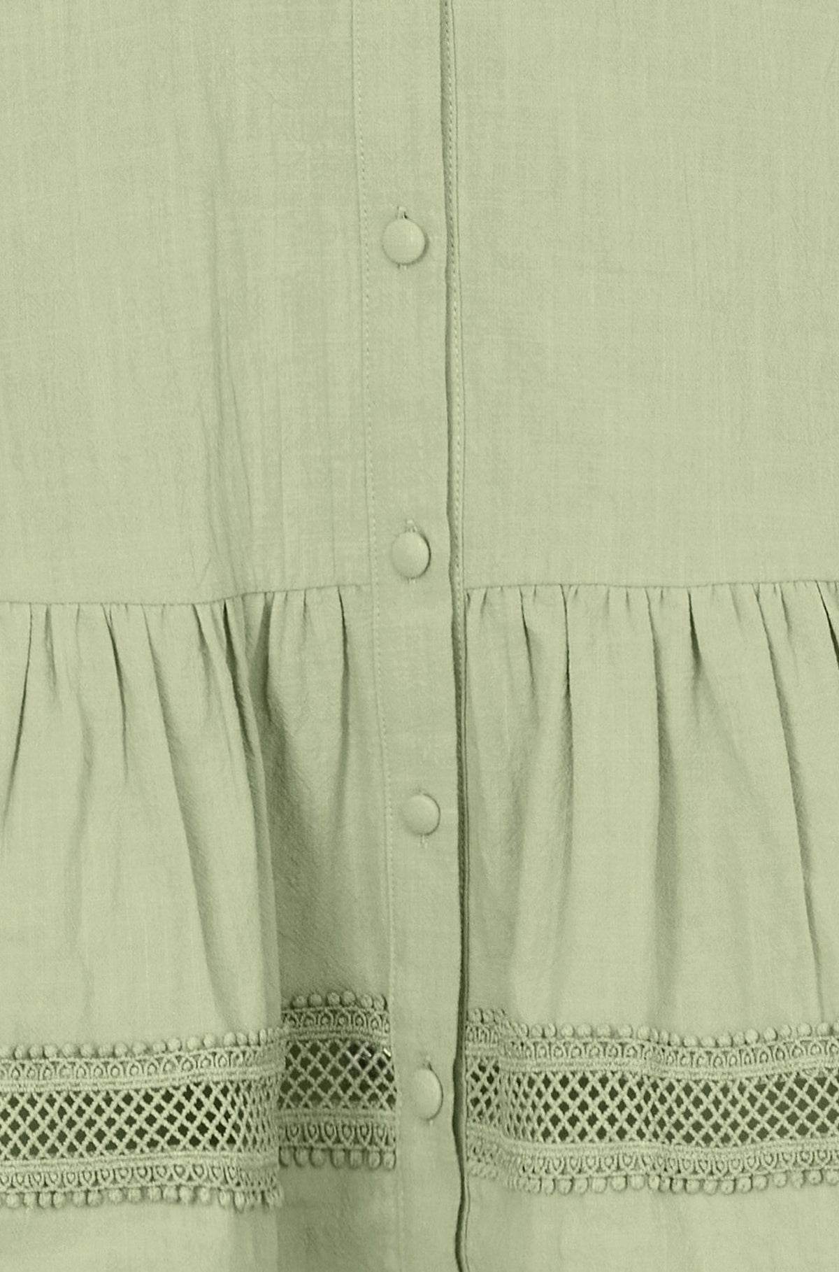 Yumi Green Cotton Lace Trim Skater Shirt Dress