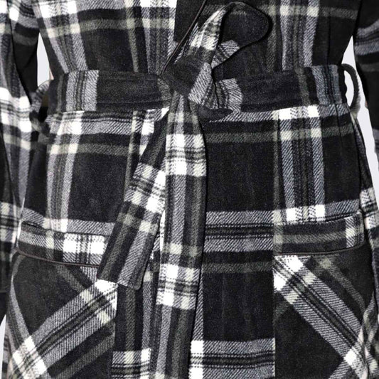 Men's Fleece Dressing Gown - Soft Warm Checkered Pattern SaneShoppe