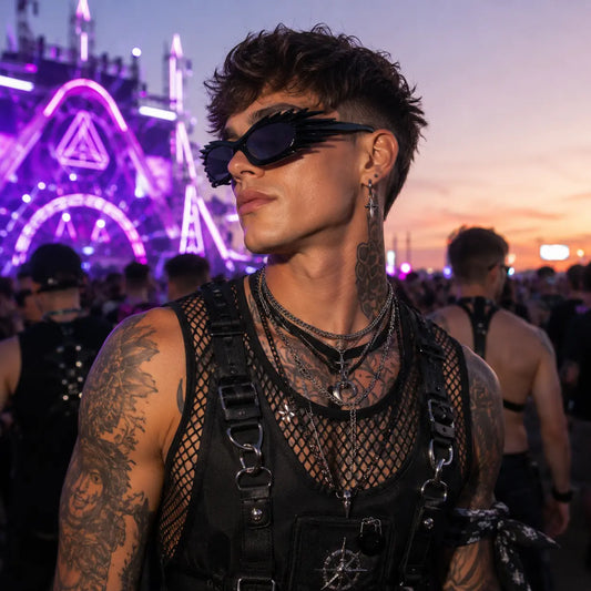 Black Spiked Cyber Glasses WonkiWear