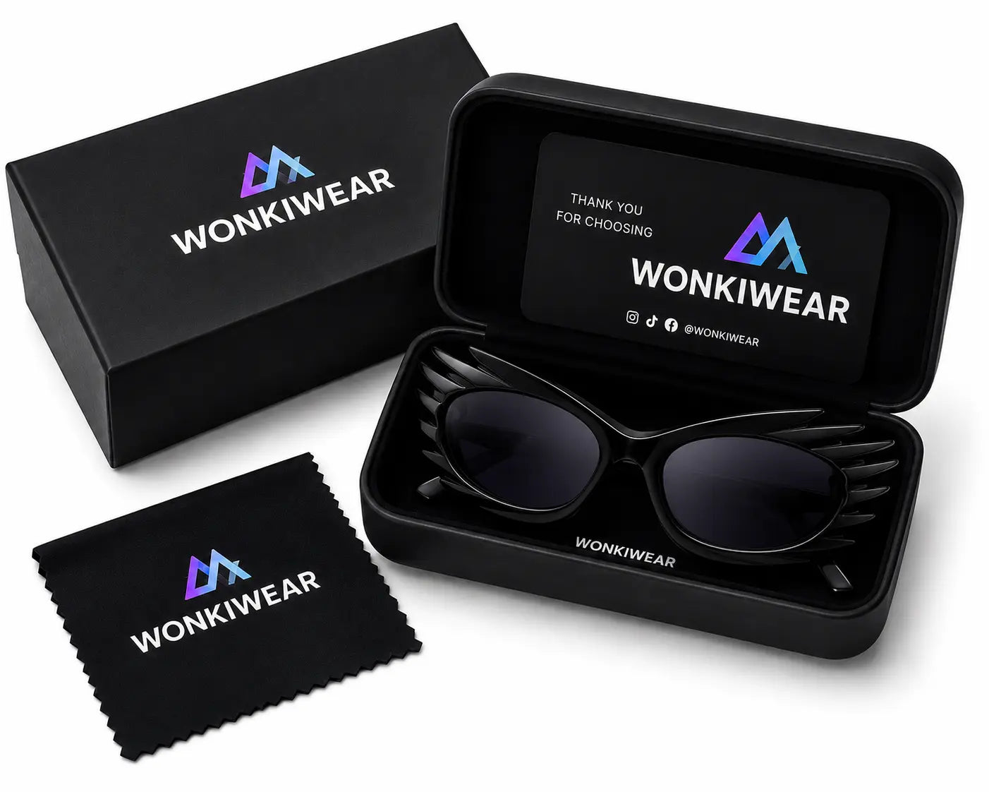 Black Spiked Cyber Glasses WonkiWear