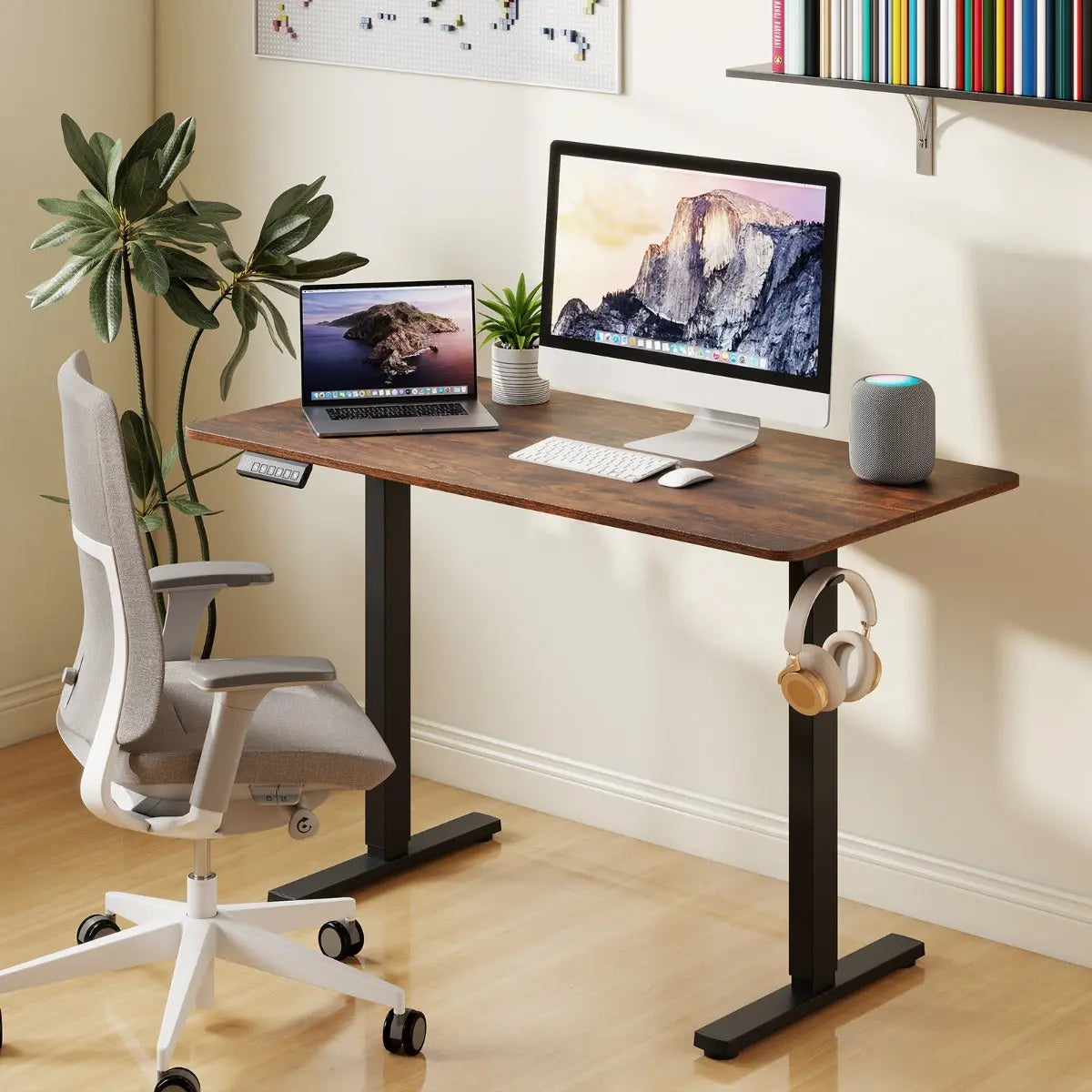 120 x 60 CM Electric Standing Computer Desk with 3 Memory Preset-Black Blue Pirate