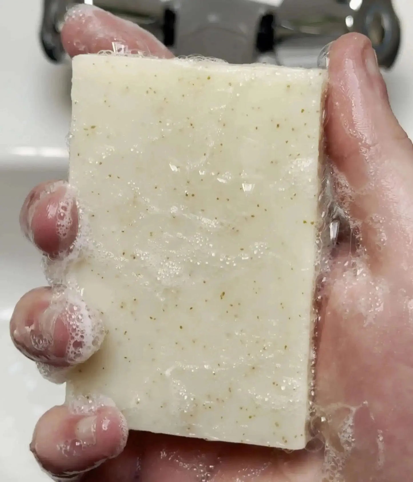 Eucalyptus Lemon Mint and Olive Stone Natural Soap Bar (With Grit) Hiltwood