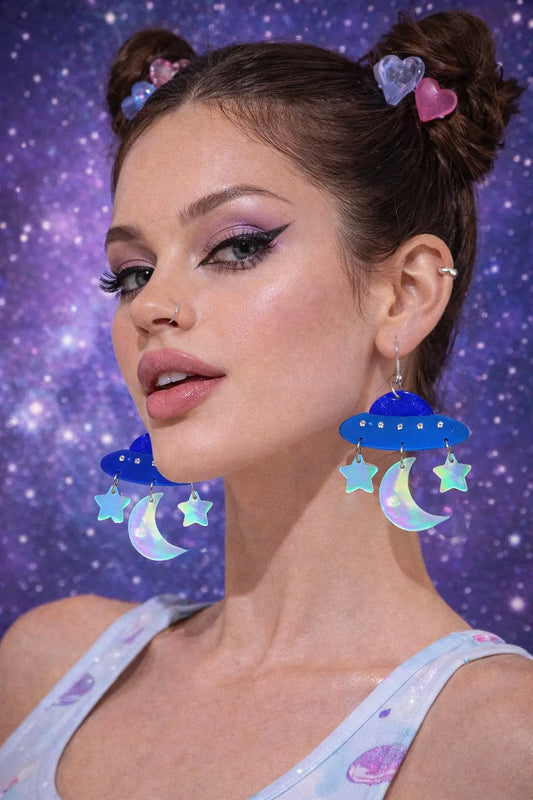 Moon & Star UFO Drop Earrings WonkiWear