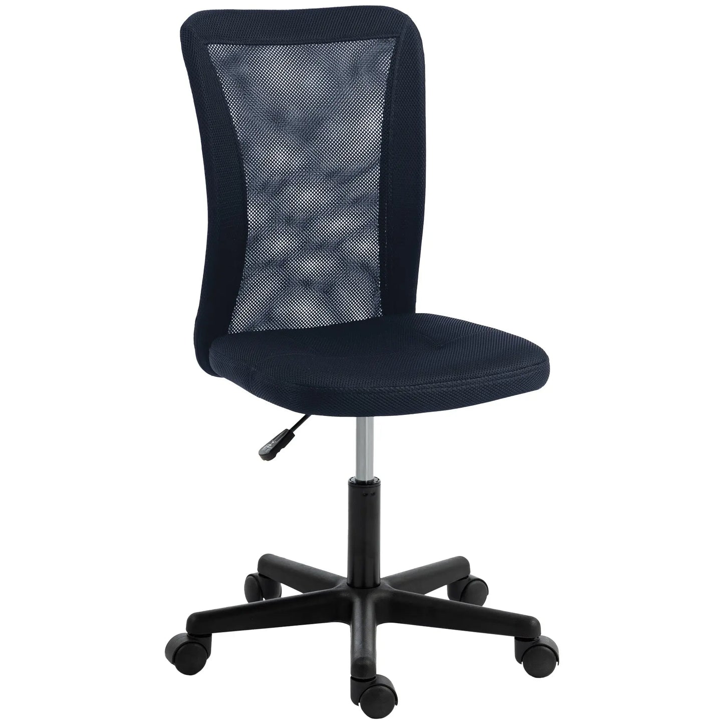 Vinsetto Computer Desk Chair, Mesh Office Chair with Adjustable Height and Swivel Wheels, Armless Study Chair, Dark Grey Wise Galleria