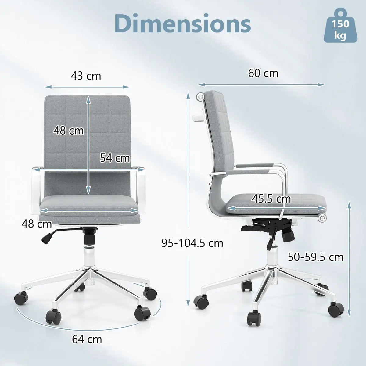 Ergonomic Computer Desk Chair with Rocking Backrest-Grey Blue Pirate