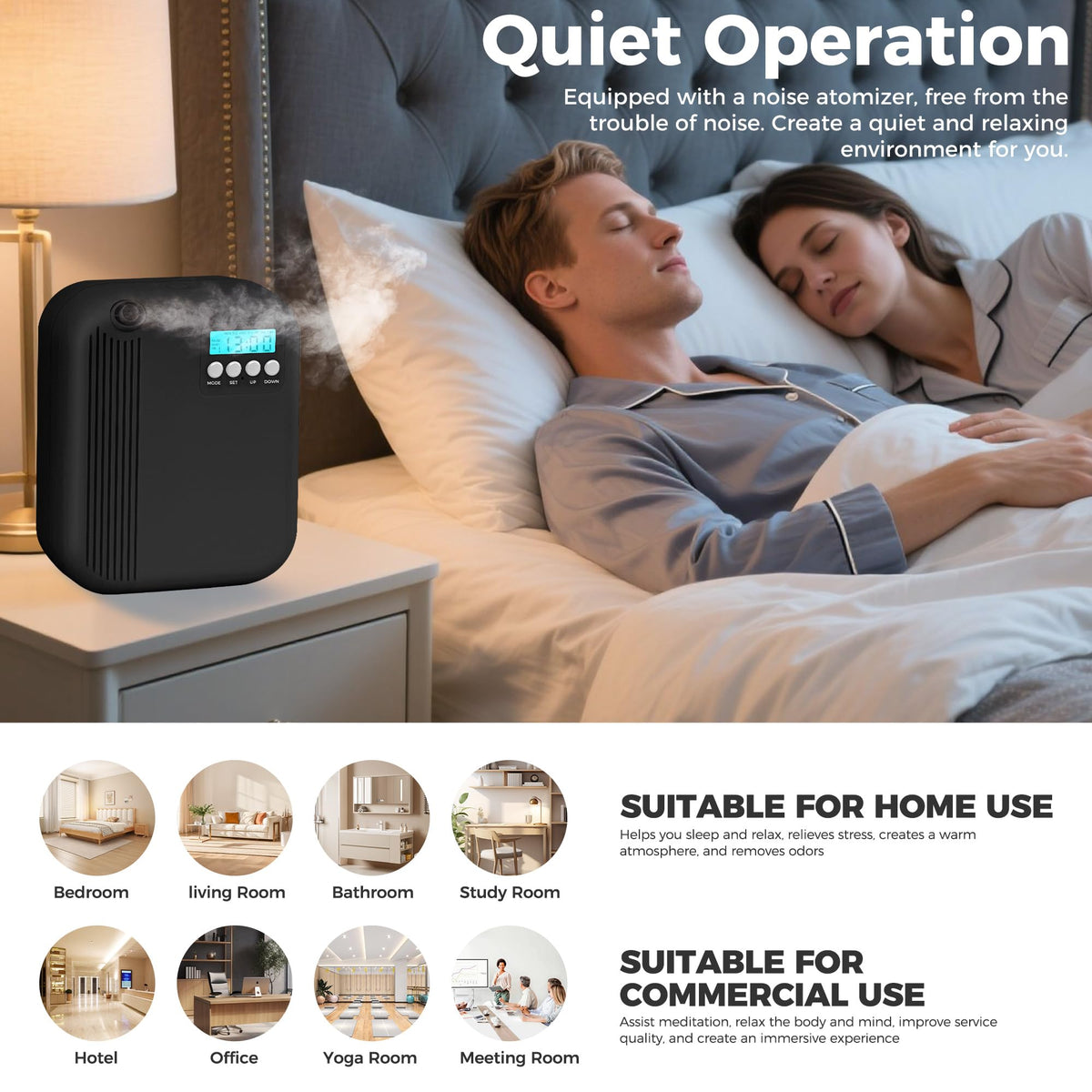 Hotel Collection Diffuser, House Scent Machine, 3000 Sq.Ft Coverage, 200ml Large Capacity Aromatherapy Machine, Scent Diffusers for Home Large Room, Office Waterless Essential Oil Diffuser, Black