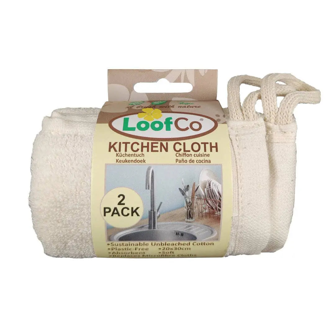 LoofCo Kitchen Cloths 2-Pack – Sustainable Egyptian Cotton Cleaning Cloths REGN