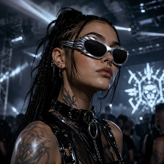 Silver Spiked Cyber Glasses WonkiWear