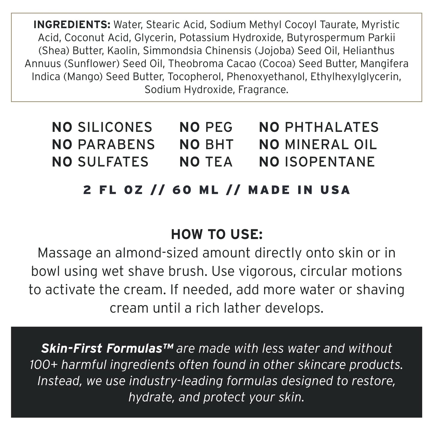 SUPPLY Ultra Lather Shaving Cream Fragrance Free – Hypoallergenic for Men, 3.4 oz Jar