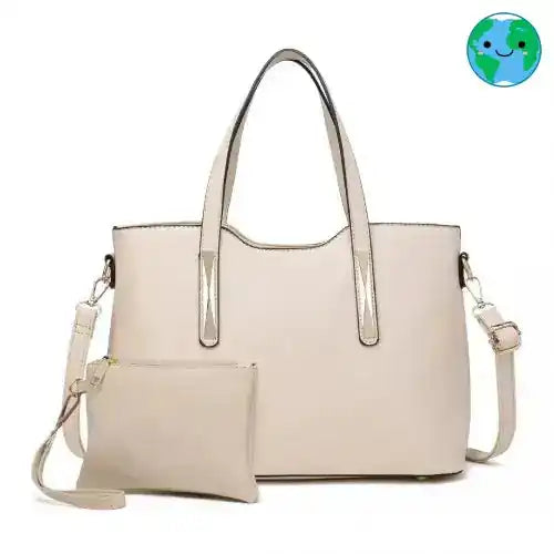 S1719 - Miss Lulu PU Leather Handbag & Purse - Beige Blue Pirate