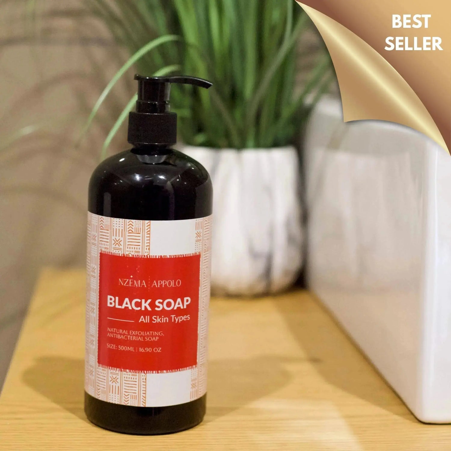 Nzema Appolo Africa Liquid Black Soap Shower Gel 500ml - Deep Exfoliation Nzema Appolo