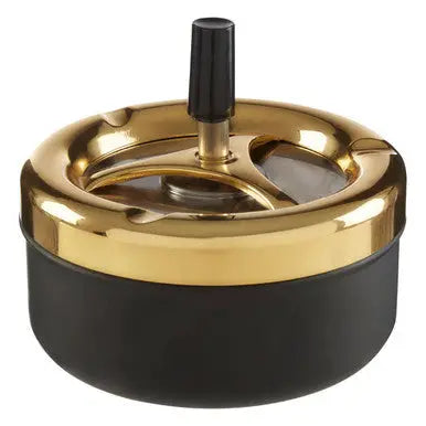 Medium Gold and Matte Black Spinning Ashtray | Siberia Orsina