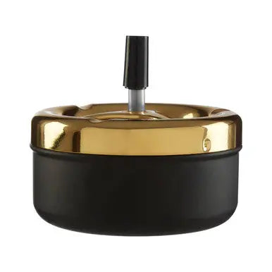 Medium Gold and Matte Black Spinning Ashtray | Siberia Orsina