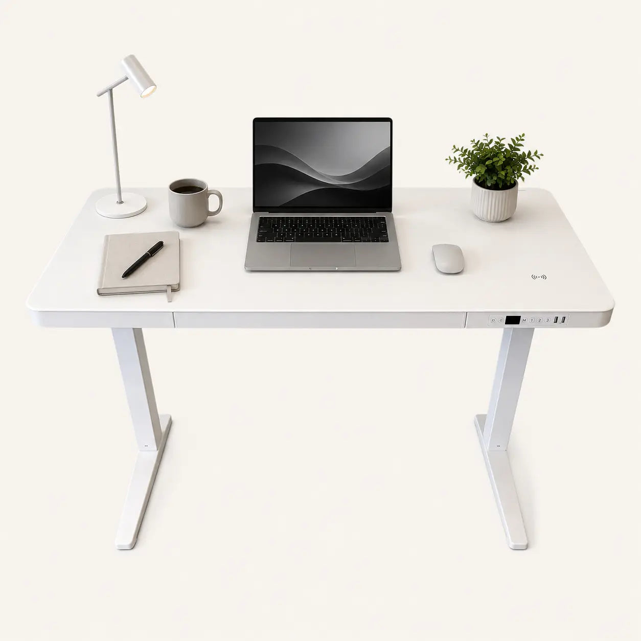 E-Max Electric Height Adjustable Desk White (Glass Top) – Purus Life Purus Life