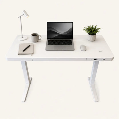 E-Max Electric Height Adjustable Desk White (Glass Top) – Purus Life Purus Life