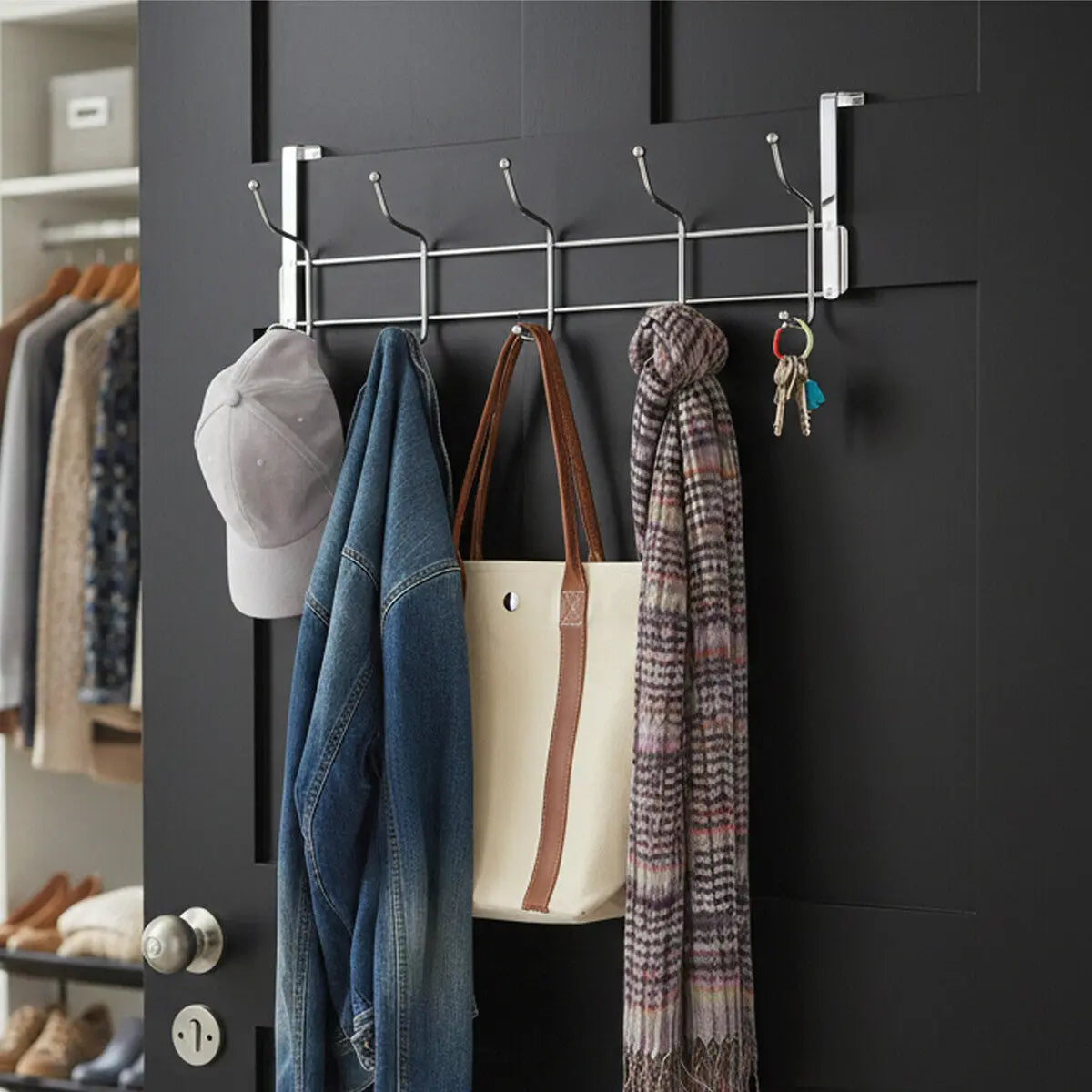Ten Hook Over Door Chrome Hanger | Chic Orsina