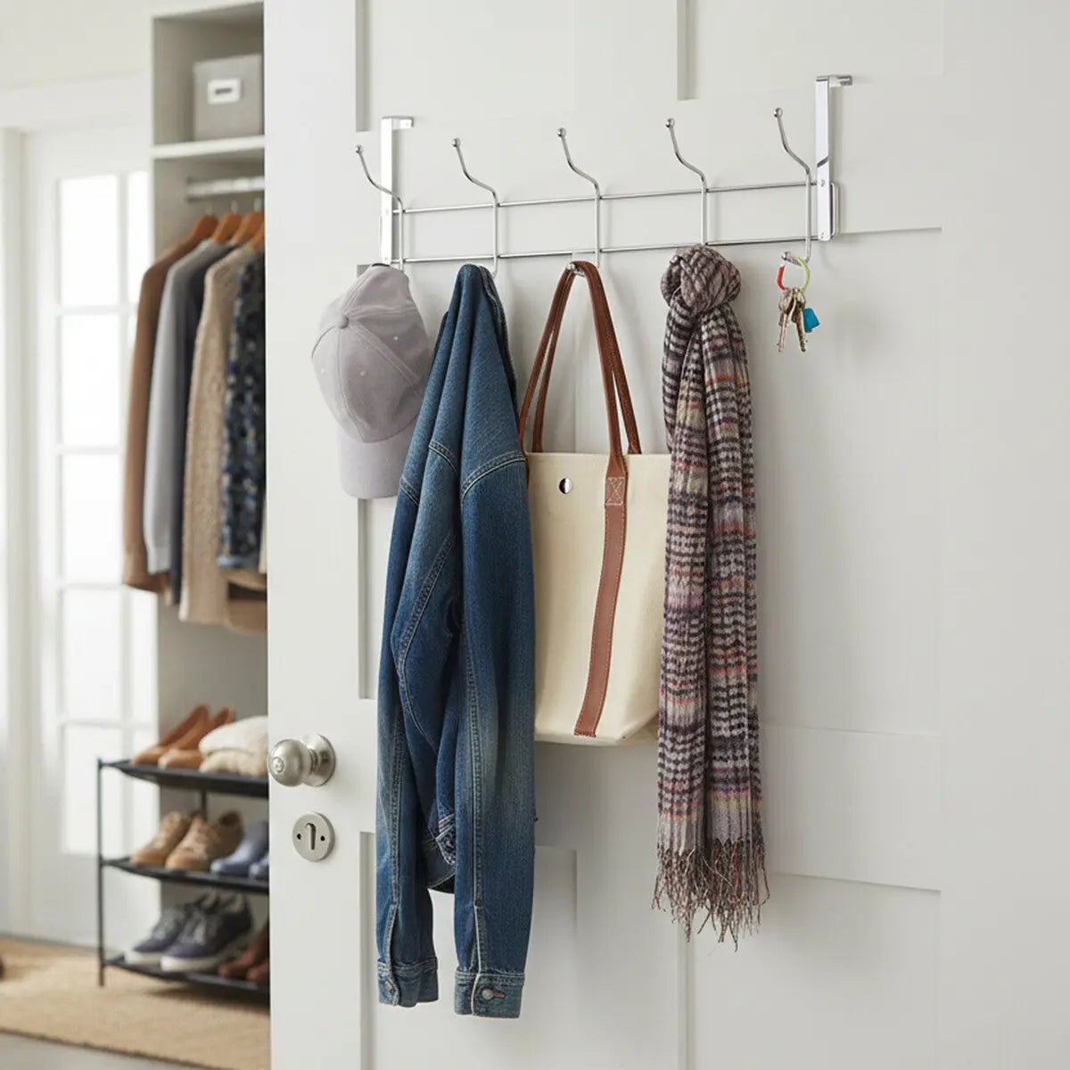 Ten Hook Over Door Chrome Hanger | Chic Orsina