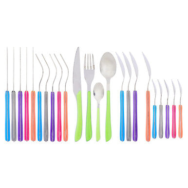 24 Piece Multi Coloured Cutlery Set | Zuma