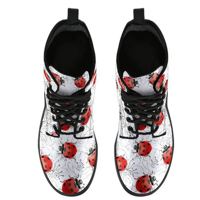Women's High Help Combat Boots Seven Star Ladybird Cute Cartoon British Work Clothes Boots Michan Direct