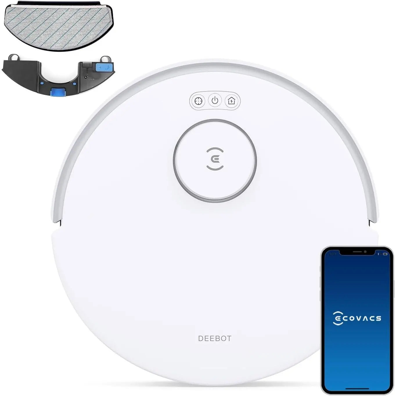 Aspirateur robot ECOVACS DEEBOT N20 avec fonction lavage, 8 000 Pa, autonomie de 300 min, système anti-enchevêtrement