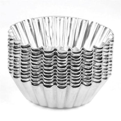 10 Pcs - Reusable Silver Stainless Steel Cupcake Tart Mold