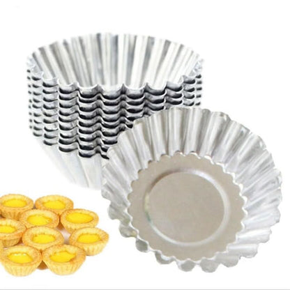 10 Pcs - Reusable Silver Stainless Steel Cupcake Tart Mold