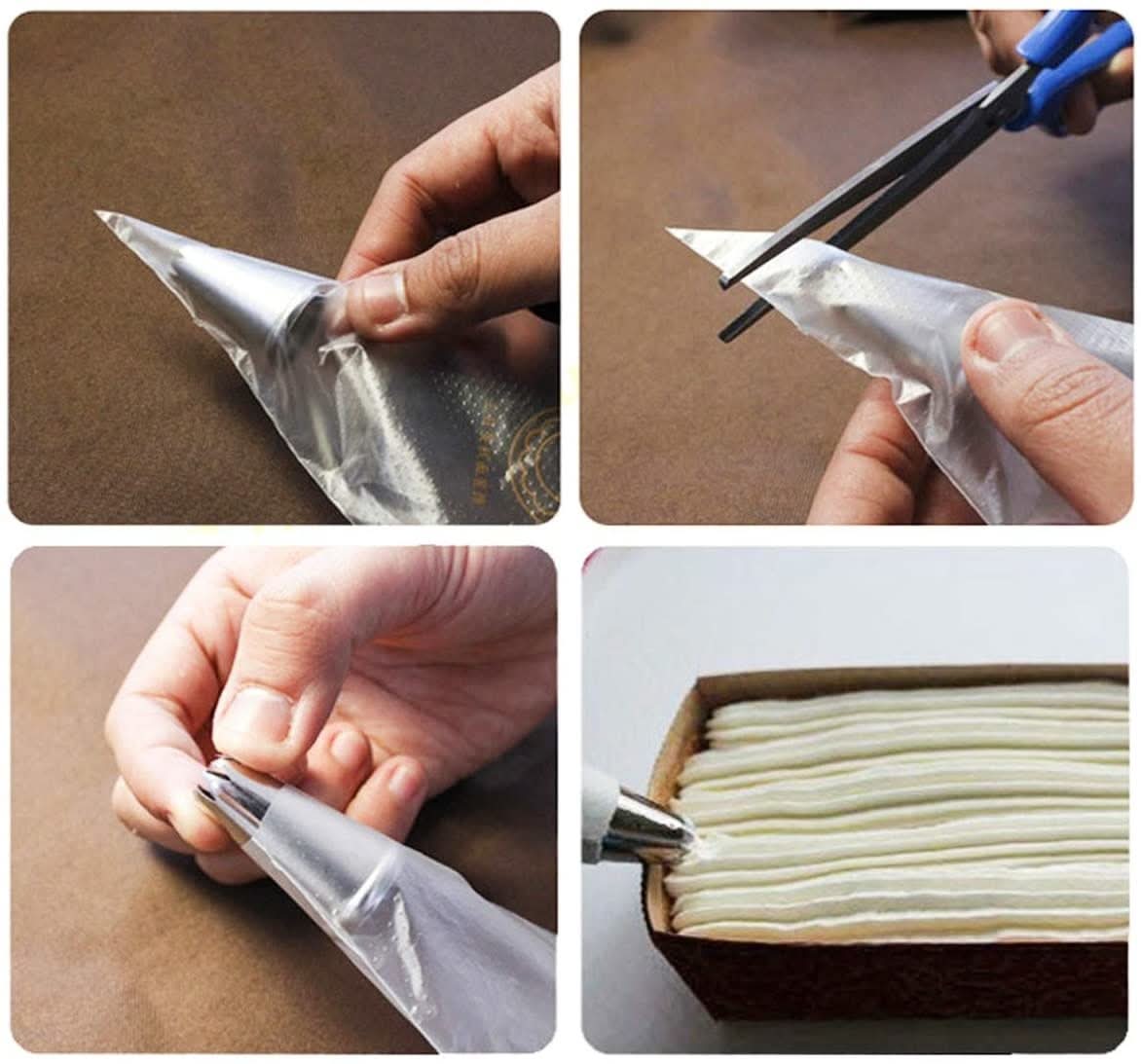 100 PCS Disposable Pastry Bag S/M/L Piping Bag for Baking