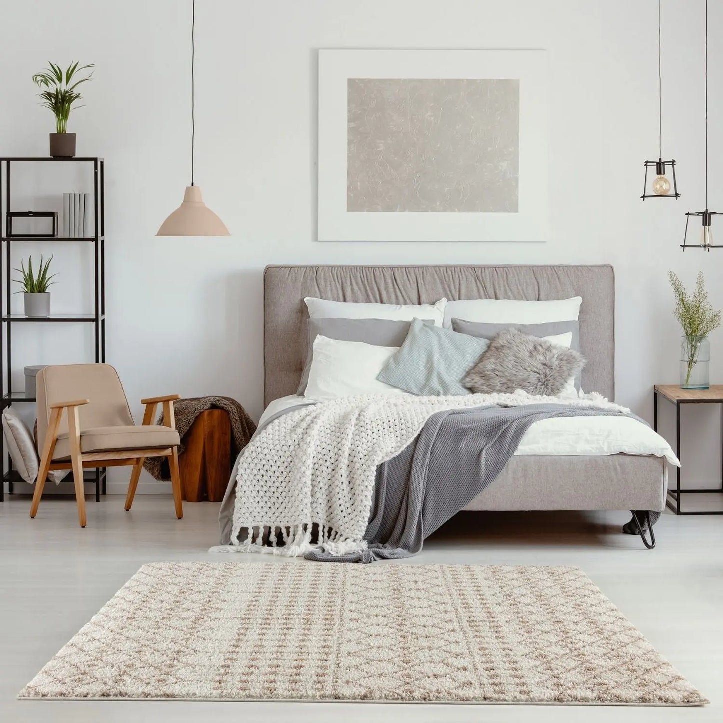 Moroccan Ivory Beige Shaggy Rug | 1030 The Rugs
