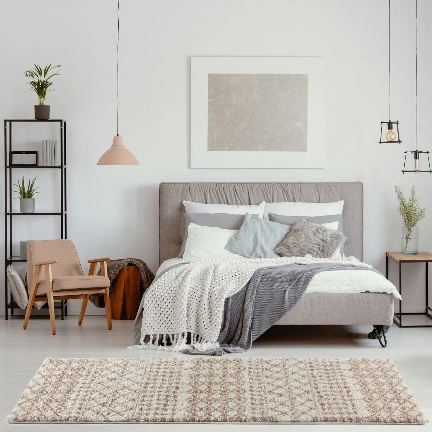 Moroccan Ivory Beige Shaggy Rug | 1030 The Rugs