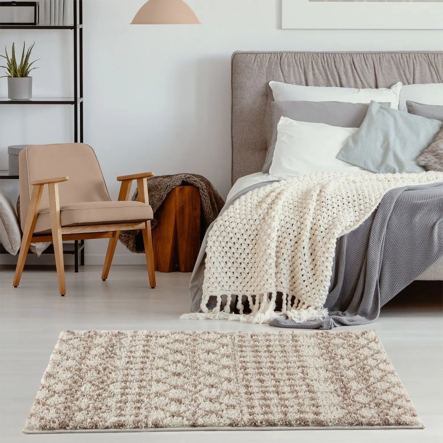 Moroccan Ivory Beige Shaggy Rug | 1030 The Rugs