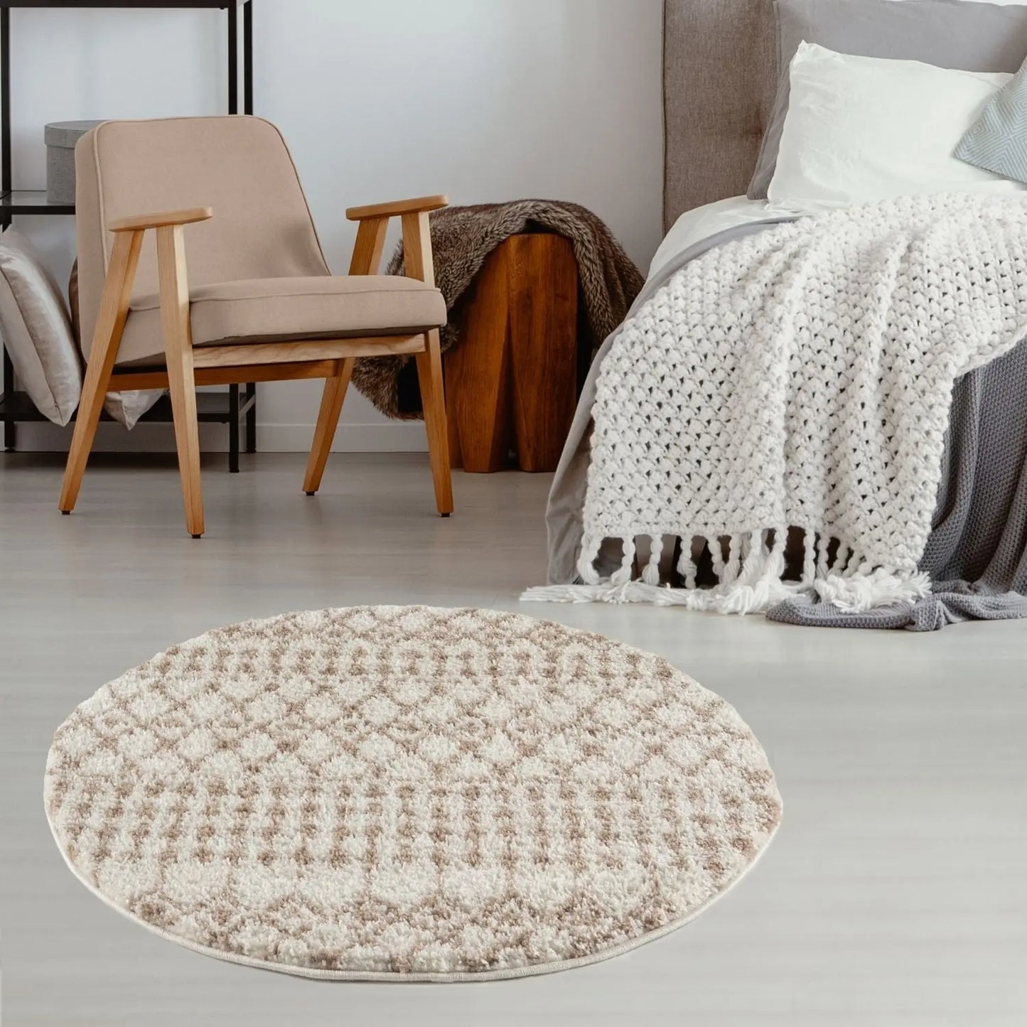 Moroccan Ivory Beige Shaggy Rug | 1030 The Rugs